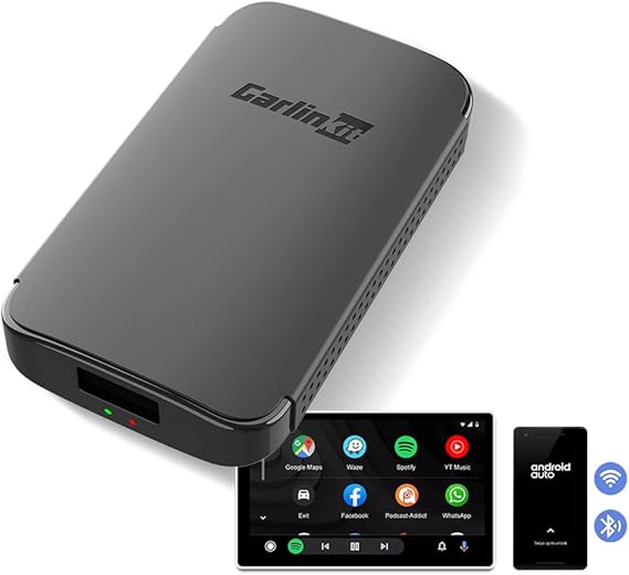 Carlinkit A2A - Adaptador de Coche inalámbrico, fácil instalación, conectar y Usar, con Cable Android Auto, etc. Audi, Buick, Acura, Ford