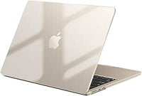 EooCoo Funda Compatible con MacBook Air 13 Pulgadas M5 M4 M3 M2 2026 2025-2022 A3449 A3240 A3113 A2681, Carcasa de Rígida Plástico Mac 13.6 Cover Case Duro Protectora - Cristal Blanco Estrella