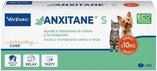Anxitane S - Pastillas para Perros y Gatos < 10 kg, 30 Unidades (1 Unidad)