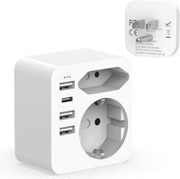 Hoppac Adaptador Enchufe Americano,6 en 1 Adaptador Enchufe Español a Americano con 3 USB A y 1 USB C (3.4A 17W), Adaptador Europeo a Americano Portátil Aplicable A EE. UU., Canadá,Tailandia,Tipo B