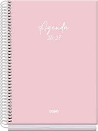 Dohe - Agenda Escolar 2026 2027 - Septiembre a Junio, Semana Vista, A5 (15x21 cm), Tapa Dura Tacto Suave, Cierre de Espiral, Español e Inglés - Serenity Rosa