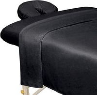 ForPro Professional Collection 3-teiliges Premium-Massagelaken-Set, Mikrofaser, negro, Ultraleicht, Flecken- y knitterfrei, incluido Massage-Flachbett y Spannbetttuch y