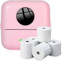 NK Impresora Fotográfica Portátil con 5 Rollos de Papel Térmico - Mini Impresora Térmica Inalámbrica para Móvil, Cable USB, Compatible con iOS y Android, Color Rosa