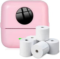 NK Impresora Fotográfica Portátil con 5 Rollos de Papel Térmico - Mini Impresora Térmica Inalámbrica para Móvil, Cable USB, Compatible con iOS y Android, Color Rosa