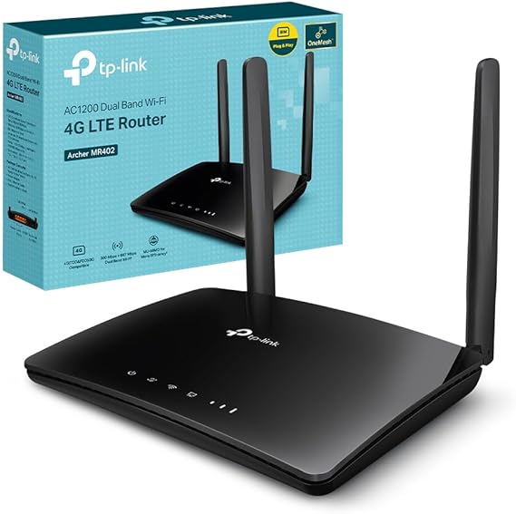 TP-Link Archer MR402 LTE Router, 4G Router SIM Card, WiFi Dual Band AC1200, 4G Cat4 hasta 150 Mbit/s, 4 Puertos, Plug and Play, MU-MIMO, TP-Link One Mesh