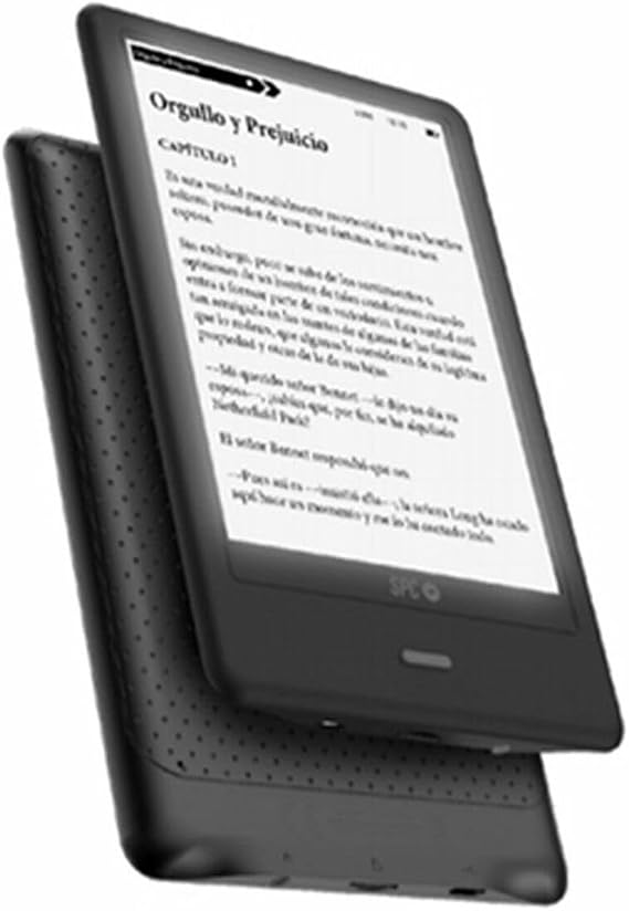 SPC Dickens Light Pro – Libro electrónico con Pantalla táctil y luz Regulable en iluminación y Temperatura de Color, posición Vertical y Horizontal, Funda Libro incluida, un Mes de autonomía, Negro