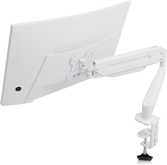 suptek Soporte Monitor Blanco de Escritorio: Brazo Monitor Ergonómico con Resorte de Gas, Estética Setup Gamer y Oficina Minimalista, VESA 75/100mm (MD8W)