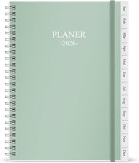 Agenda 2025-2026 – Agenda mensual de julio de 2025 a junio de 2026, 6.25 x 8.25 pulgadas, 12 pestañas mensuales, 14 páginas de notas, bolsillo interior, cubierta flexible con encuadernación de doble