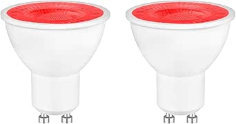 Caldarax Rojo Bombilla LED GU10 de 5W Foco, MR16 Luz de Color, Reemplazo Halógeno 50W, AC 230V, 500LM, 120 °, No Regulables, Iluminación Decorativa para Paisaje, Escenario, Bar, Fiesta, Paquete de 2