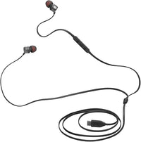 JBL Tune 310 C USB-C Auriculares intraaurales con micrófono y audio de alta resolución, cable plano antienredos, 3 botones de control, control de preajustes de volumen y EQ, en negro
