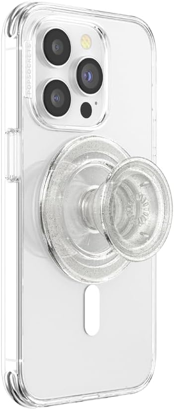PopSockets: PopGrip para MagSafe - Soporte y Agarre para Teléfonos Móviles y Carcasas con un Top Intercambiable - Anillo Adaptador para MagSafe Incluido - Clear Glitter