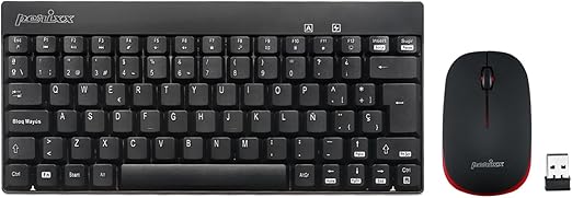 Perixx PERIDUO-712 Combo Teclado Pequeño y Ratón Inalámbrico, Color Negro, Español QWERTY con Ñ