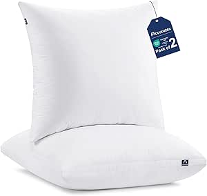 ACCURATEX Almohadas 40x60cm Juego de 2, Espuma Viscoelástica Triturada Ajustable, Relleno Alternativo al Plumón, Funda de Algodón Extraíble - Soporte Firme para Dormir de Lado y Espalda