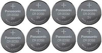 Paquete de 8 pilas de botón de litio Panasonic Cr2032 de 3 V Dl2032 Ecr2032