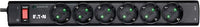Eaton PS6TD Protection Strip 6 Tel@ DIN - Steckdosenleiste mit Überspannungsschutz (6-fach Schuko Buchse, schaltbar, Telefon Schutz) - schwarz NEU