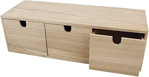Rayher Cajonera pequeña de madera, 3 cajones, 37,5x13x11,5 cm, para personalizar y decorar, 6190300