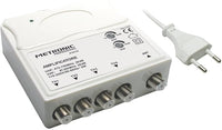 Metronic Amplificador TV VHF/UHF para Digital terrestre con Filtro LTE, VHF 20 dB y UHF 28 dB Ajustables, 1 Entrada/4 Salidas, de Interior, Blanco 414114