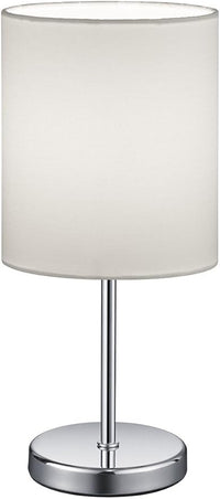 Reality Lighting R50491001 Jerry - Lámpara de mesa, bombilla excl. 1x E14, max. 40 W, 230V - 50Hz, cromo/blanco, 28 x 13 x 15 cm