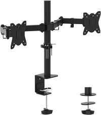 GRIFEMA GB2001-2 Soporte de Monitor Doble para Pantalla de Computadora de 13-32 Pulgadas, Altura Ajustable, VESA 75x75/100x100, Acero, Negro