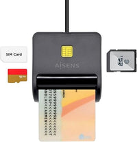 AISENS - ASCR-SN02SD-BK - LECTOR DE TARJETA DNI CON LECTOR DE TARJETAS SD + SIM, NEGRO