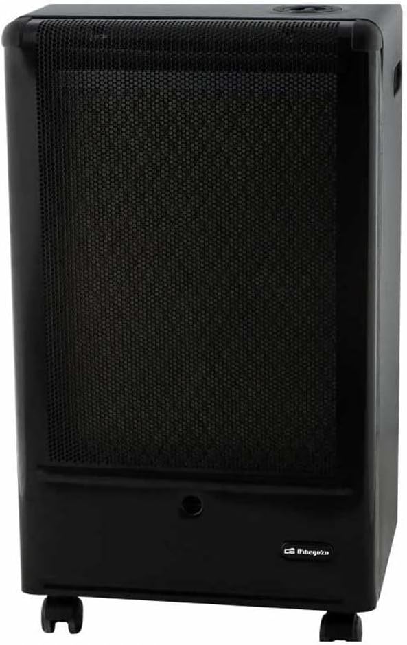 Orbegozo H 55, Estufa gas butano, 3000 W, triple sistema de seguridad, apta para gas butano y propano, sistema de seguridad por fallo en llama, asa para transporte, ruedas pivotantes, color negro