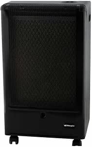 Orbegozo H 55, Estufa gas butano, 3000 W, triple sistema de seguridad, apta para gas butano y propano, sistema de seguridad por fallo en llama, asa para transporte, ruedas pivotantes, color negro