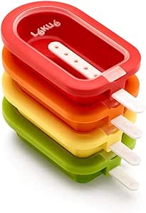 Lékué Pack 4 moldes helado apilables Classic, Silicona Multicolor