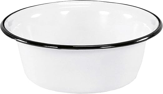 Karl Krüger - Cuenco esmaltado, color blanco con borde negro, 16 cm