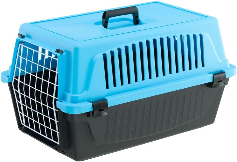 Ferplast Transportín Gato, Transportín para Perro Pequeño y Gatos de hasta 8 Kg, Puerta de Hierro Plastificado, Ranuras de Ventilación, 37 x 58 x h 32 cm, Transportín Mascotas Rígido Atlas 20 EL