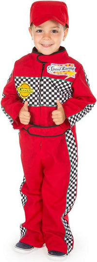 PRETEND TO BEE Disfraz de piloto de carreras para niños, 2 a 3 años, color rojo