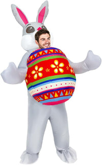 Rafalacy Inflatable Easter Bunny Costume for Adult Inflatable Easter Egg Costume Funny Rabit Costume Suit Easter Fancy Dress