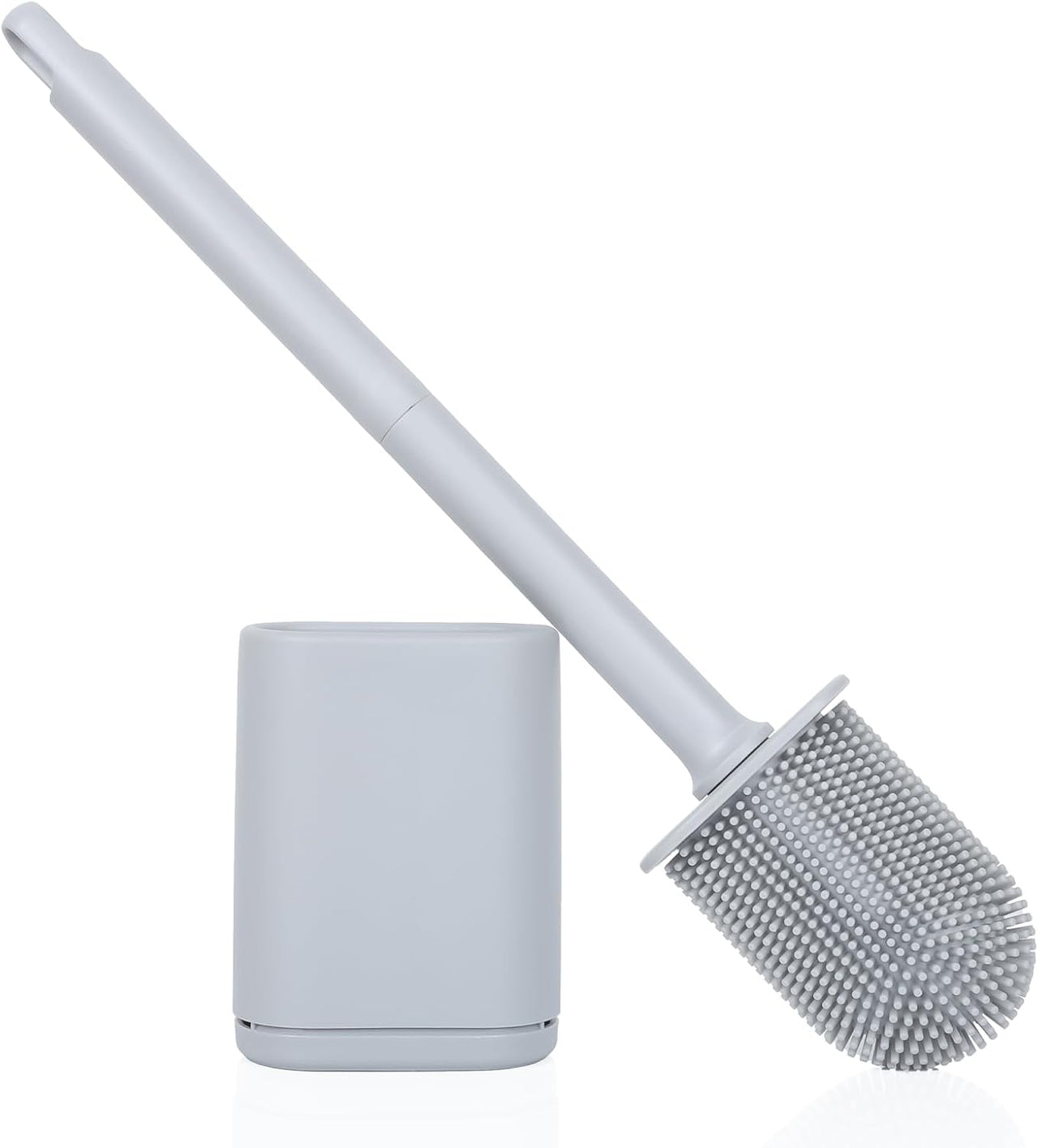 Cozary Brosse WC, Brosse Toilettes WC, Brosse WC Silicone Murale con Base À Fentes D'aération para La Toilette De La Salle De Bain, Installation sin Trou, Facile À Nettoyer (Gris, 1 Pièce)
