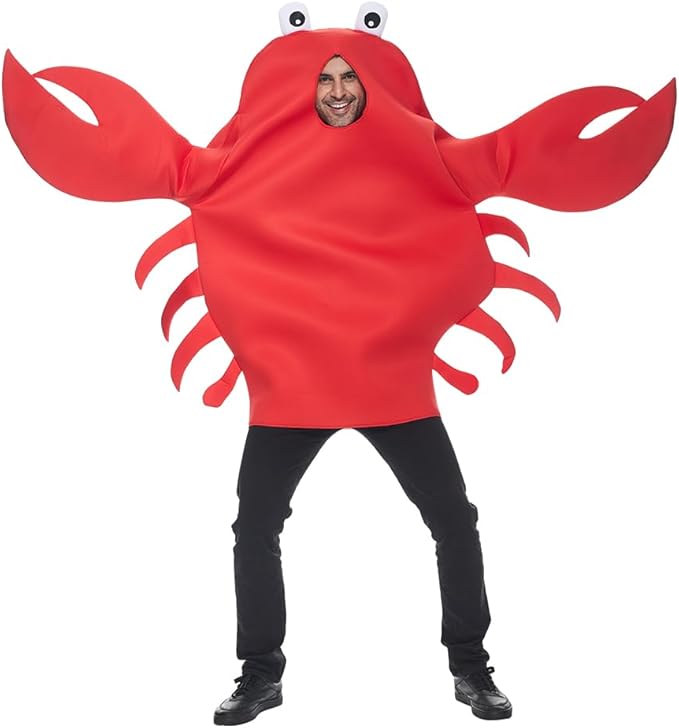 EraSpooky Disfraz de cangrejo rojo para adultos, disfraz de animal, Halloween, carnaval, fiesta, criatura marina, cosplay