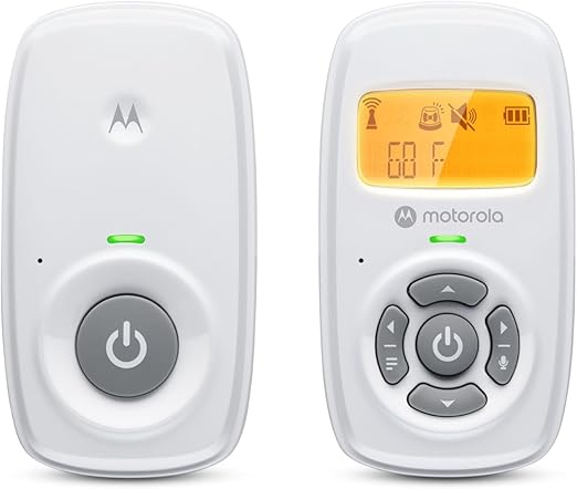 Motorola Nursery AM24 Vigilabebés con Audio, Comunicación Bidireccional, Micrófono de Alta Sensibilidad, Pantalla LCD, Tecnología DECT, Alcance hasta 300 Metros, Control de Volumen, Alarma de Batería