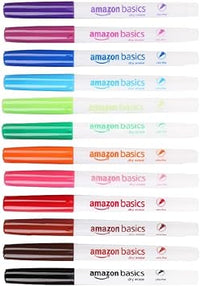 Amazon Basics Low Odor Ultra Fine Tip Dry Erase White Board Markers, Assorted Colors, 12-Pack