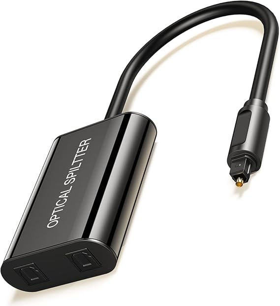 ANDTOBO [1 Entrada 2 Salida Splitter Divisor óptico Digital Mejorado, Toslink Divisor de Audio óptico es Adecuado para HDTV, Amplificador, Audio, PS4, X-Box, Salida óptica LC, etc