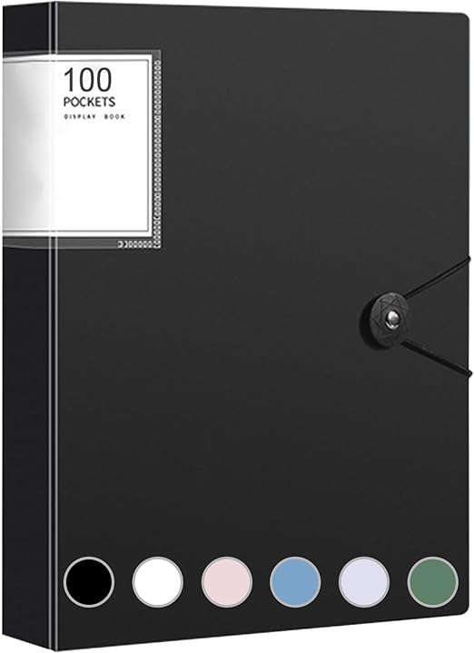 Carpeta A4 A4 con fundas transparentes, 100 bolsillos, carpeta con fundas transparentes A4, carpeta de proyectos para folletos, informes, certificados, carpeta escolar (negro)