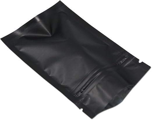 100 Piezas Bolsa de Embalaje de Papel de Aluminio Mate con Cremallera Café Almacenamiento Mylar (negro 10x15cm (3.9x5.9 inch)