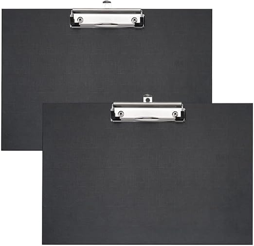 VELOFLEX A481798 - Portapapeles apaisado, DIN A4, 2 piezas, negro, tablero de escritura con abrazadera metálica y bucle para colgar