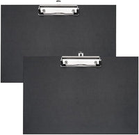 VELOFLEX A481798 - Portapapeles apaisado, DIN A4, 2 piezas, negro, tablero de escritura con abrazadera metálica y bucle para colgar