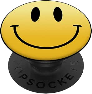 Popsockets- Mr. Happy Smiley Smile Face Funny Humor Cute Positive Laugh PopGrip: Agarre intercambiable para Teléfonos y Tabletas