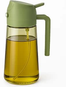 Globly Pulverizador de aceite 2 en 1 para freidora de aire 470 ml | Pulverizador y dosificador de aceite de cocina antigoteo Aceitera Spray para alimentos