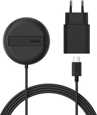 Belkin Estación de carga inalámbrico, 15W, Certifié Qi2 et Compatible MagSafe, para Tous Les modèles de l'iPhone 17, iPhone Air, iPhone 16, para Les AirPods, etc., con Adaptador Secteur - Negro