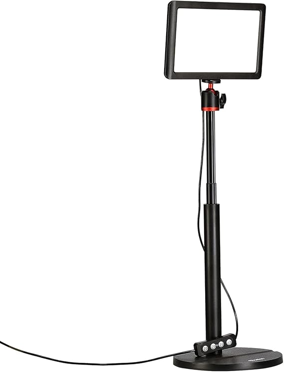 Rollei Lumis Streaming Key Light, Foco de Luz Mesa para Grabar Videos CRI 95+ para PC Ordenador con Soporte Ajustable 28~78 cm, LED Panel Iluminacion Videoconferencia por Youtuber Videollamadas Webcam