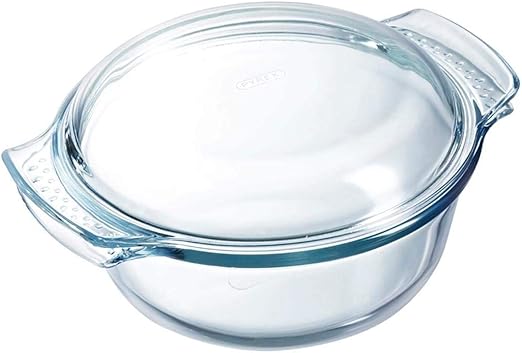 Pyrex Classic 1040704 - Cacerola Redonda con Tapa, 5L, Vidrio, Transparente, 3.75 L