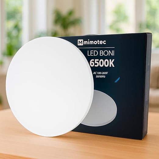 M mimotec - Plafón LED Techo Circular Boni 48W 4000LM 4000K, Lámpara Techo IP20, Para Baño Cocina Sala de Estar Dormitorio Pasillo Comedor Balcón