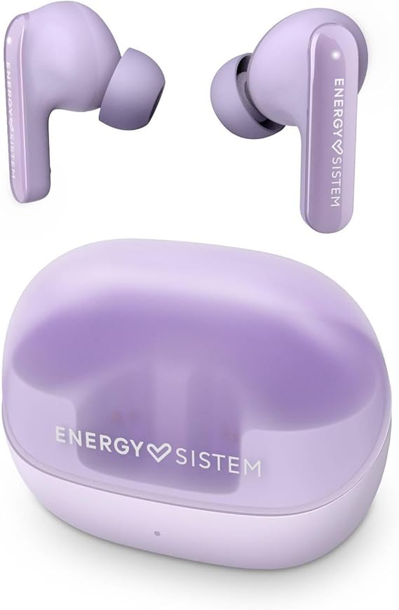 Energy Sistem Serenity ANC – Auriculares True Wireless con cancelación de Ruido (4 micrófonos, Bluetooth 5.4, plástico Reciclado, 25 Horas de batería, Certificado IPX4) (Lavender)