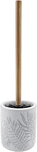 Douceur d'Intérieur, Brosse WC (Diamètre10 x 36,5 cm) Amber Gris, Céramique Imprimée et Bambou