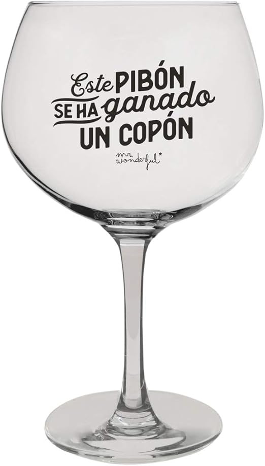 Mr. Wonderful Copa de balón de Vidrio - Este pibón se ha ganado un copón, Color Claro, 1 Unidad