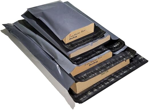 Double Dragon 60 Mixed Size Self-Seal Mailer Bags | Tamper-Proof Plastic Packaging for Mailing, Postage, Shipping & Delivery | Grey (4 Sizes | Small to Large | 15 Each)